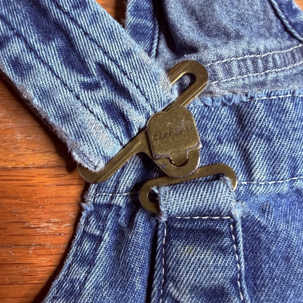 Carhartt Overalls Men's 38x34 Blue Denim Carpenter Bib Workwear Cotton R07 DST